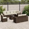 vidaXL 9-delige Loungeset met kussens poly rattan bruin