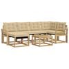 vidaXL Buiten bankenset 7 st 6-zits Wit en Beige
