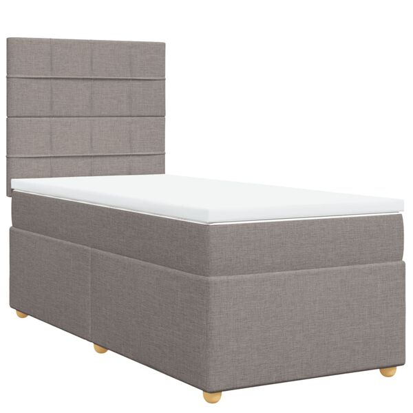 vidaXL Boxspring met matras stof taupe 90x200 cm