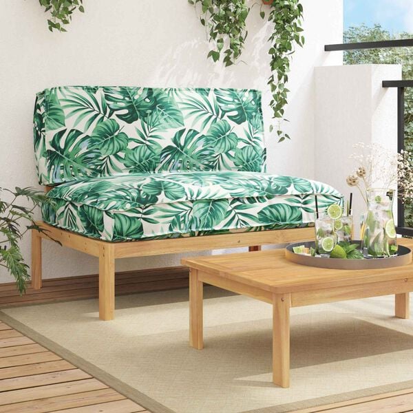 vidaXL Bankstel Blad Bladpatroon 120 x 92 x 69 cm Massief Acaciahout