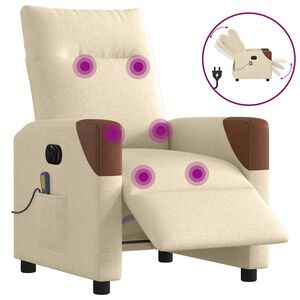 vidaXL Massagestoel elektrisch verstelbaar stof cr&egrave;mekleurig