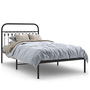 vidaXL Bedframe met hoofdbord metaal zwart 107x203 cm