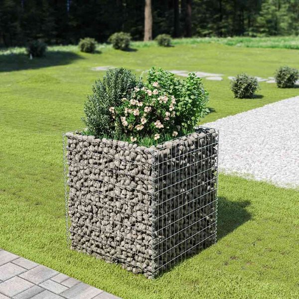 vidaXL Gabion plantenbak verhoogd 90x90x100 cm gegalvaniseerd staal