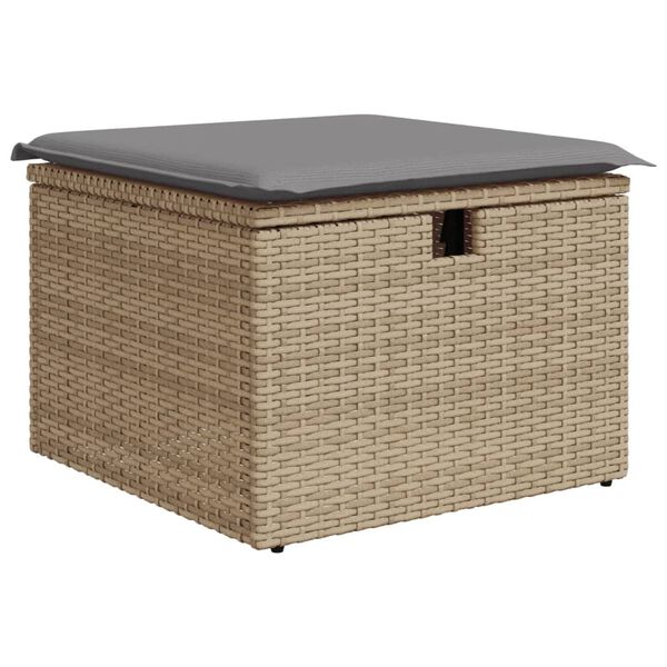 vidaXL 6-delige Loungeset met kussens poly rattan beige