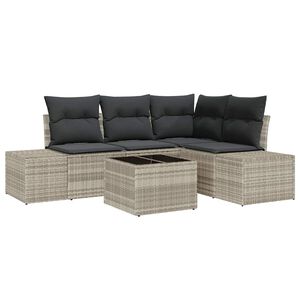vidaXL Tuin Sofa Set met kussen 4 pcs Lichtgrijs poly rattan