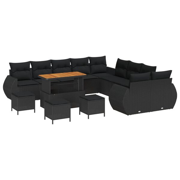 vidaXL Tuin Sofa Set 14 pcs Zwart poly rattan