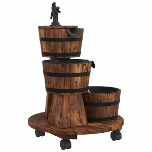 vidaXL Waterfontein met pomp en wieltjes 55x55x80 cm massief vurenhout