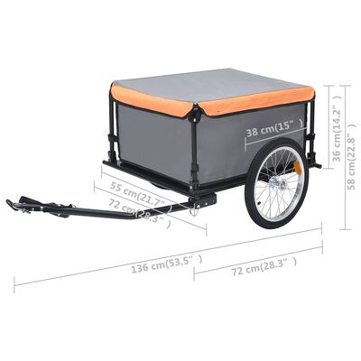 vidaXL Fietstrailer 65 kg grijs en oranje