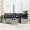 vidaXL Tuin Sofa Set met kussen met opslag 7 pcs Lichtgrijs Poly riet