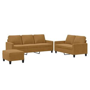 vidaXL 3-delige Loungeset met kussens fluweel bruin