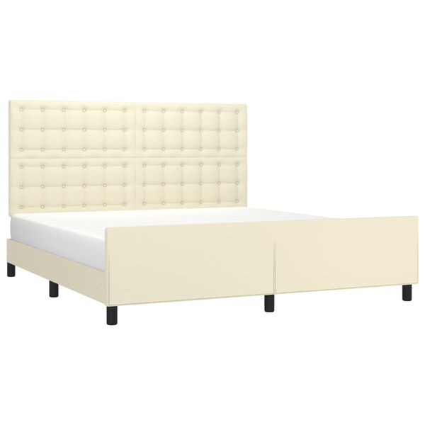 vidaXL Bedframe met hoofdbord kunstleer cr&egrave;mekleurig 180x200 cm
