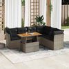 vidaXL 7-delige Loungeset met kussens poly rattan grijs