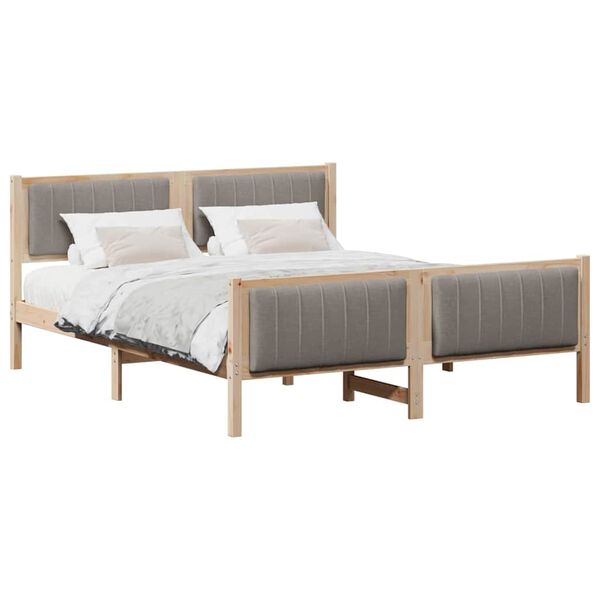 vidaXL Bedframe Bruin en taupe 160 x 200 cm Massief grenenhout