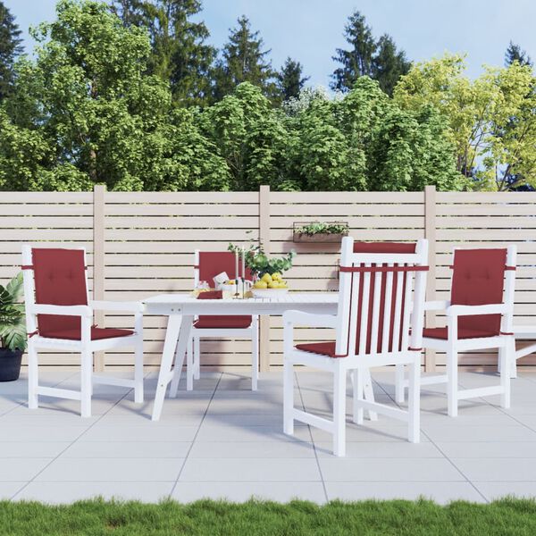 vidaXL Stoelkussens 4 st lage rug 100x50x4 cm stof gem&ecirc;leerd wijnrood