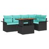 vidaXL Tuinbankenset 6 st Zwart en Blauw poly rattan