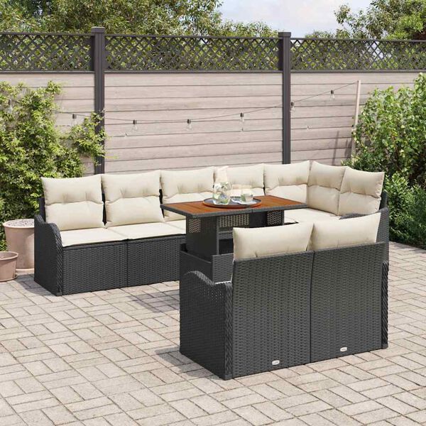 vidaXL Tuin Sofa Set met kussen 9 pcs Zwart en cr&egrave;me