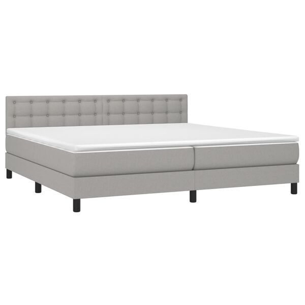 vidaXL Boxspring met matras en LED stof lichtgrijs 200x200 cm