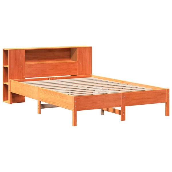 vidaXL Bed met boekenkast zonder matras grenenhout wasbruin 120x190 cm