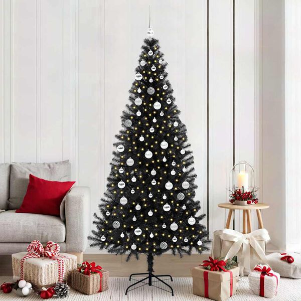 vidaXL Kerstboom met 300 LED met standaard Zwart 210 cm PVC