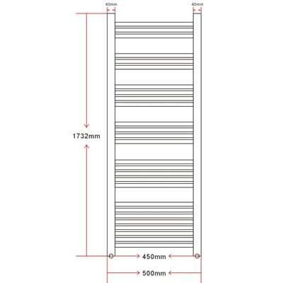vidaXL Badkamer radiator/handdoekenrek gebogen 500x1732 mm 1000 W