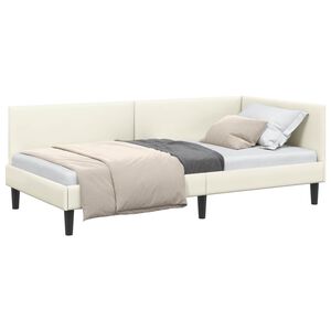 vidaXL Hoekbedframe Cr&egrave;me 80 cm x 200 cm Polyester en multiplex