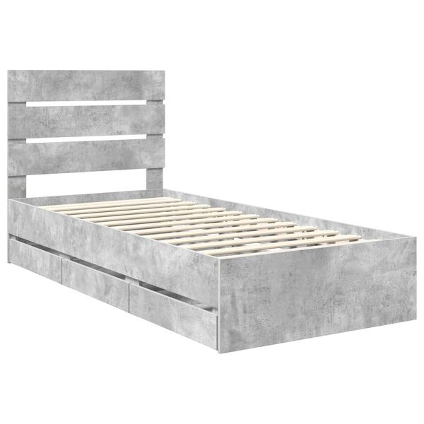 vidaXL Bedframe met lade Beton Grijs 75 x 190 cm Ingenieurshout