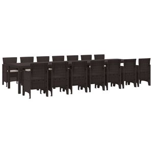 vidaXL Tuin Eettafelset met kussens 15 st Bruin PP