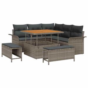 vidaXL Tuin Sofa Set met kussen met opslag met kussen 8 pcs Grijs