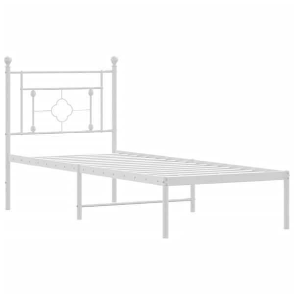 vidaXL Bedframe met hoofdbord zonder matras metaal wit 75x190 cm