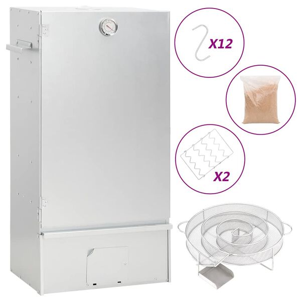 vidaXL BBQ-rookoven met koude rookgenerator gegalvaniseerd staal