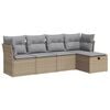 vidaXL 5-delige Loungeset met kussens poly rattan beige