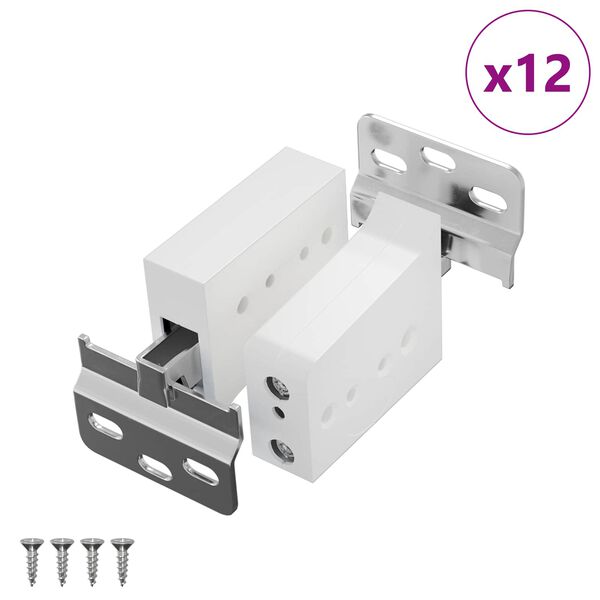 vidaXL Kast Hangbeugel 12 pcs Wit 70 x 48 x 19 mm Ijzer en Plastic