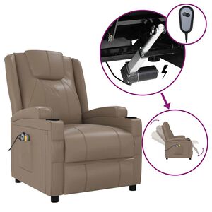 vidaXL Massagestoel elektrisch kunstleer cappuccinokleurig