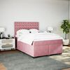 vidaXL Boxspring met matras fluweel roze 140x190 cm