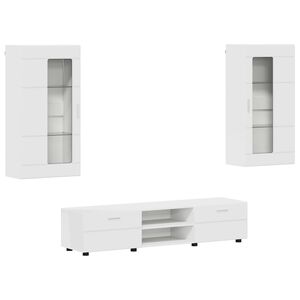 vidaXL Tv-meubelset met lade met plank FLORIN 3 pcs Wit Bewerkt hout