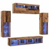 vidaXL Tv-meubelset met LED-striplichten 6 pcs Oud hout Bewerkt hout
