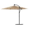 vidaXL Parasol met LED's en stalen paal 269x269x235 cm bruin