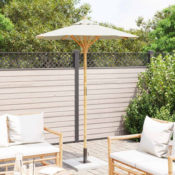 vidaXL Tuinparasol Cr&egrave;me Wit &Oslash; 270 x 260 cm Bamboe