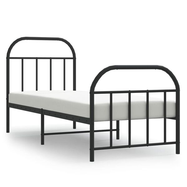 vidaXL Bedframe met hoofd- en voeteneinde metaal zwart 75x190 cm