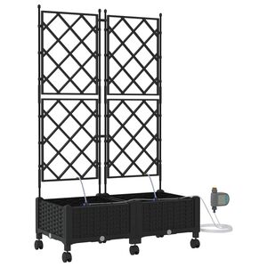 vidaXL Tuin Pot met Irrigatie en Wielen 2 st Zwart 80 x 40 x 132 cm PP