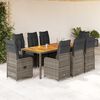 vidaXL 9-delige Bistroset met kussens poly rattan grijs