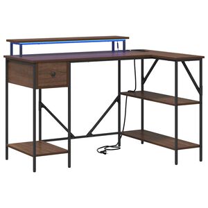 vidaXL Bureau met lade Bruin Eiken 120 x 79 x 86,5 cm Bewerkt hout