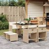vidaXL 9-delige Tuinset met kussens poly rattan beige