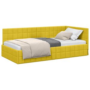 vidaXL Hoekbedframe met hoofdeinde Geel 100 cm x 200 cm Fluweel