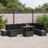 vidaXL Tuin Sofa Set met opslag 9 pcs Zwart Poly riet