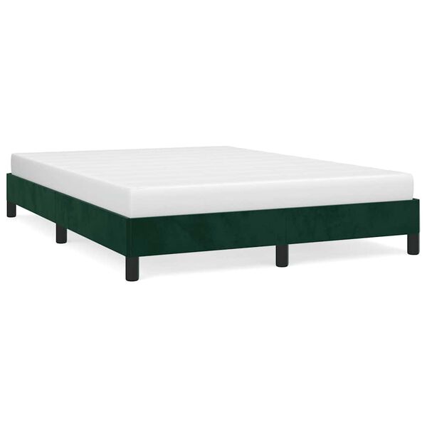 vidaXL Bedframe zonder matras 140x200 cm fluweel donkergroen