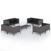 vidaXL 9-delige Loungeset met kussens poly rattan donkergrijs