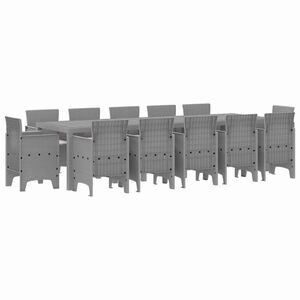 vidaXL Tuin Eetset 13 st Lichtgrijs Poly riet