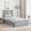 vidaXL Bedframe Grijs Sonoma 90 x 190 cm Massief grenenhout