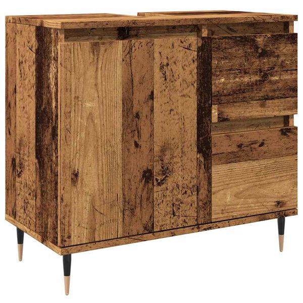 vidaXL Badkamerkast 65x33x60 cm bewerkt hout oud houtkleurig